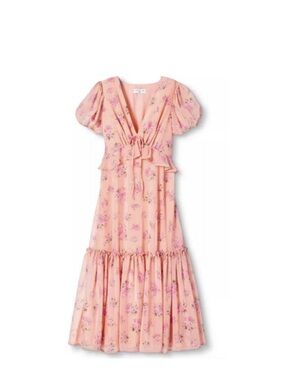 LoveShackFancy Floral Midi Dress with Tie-Front